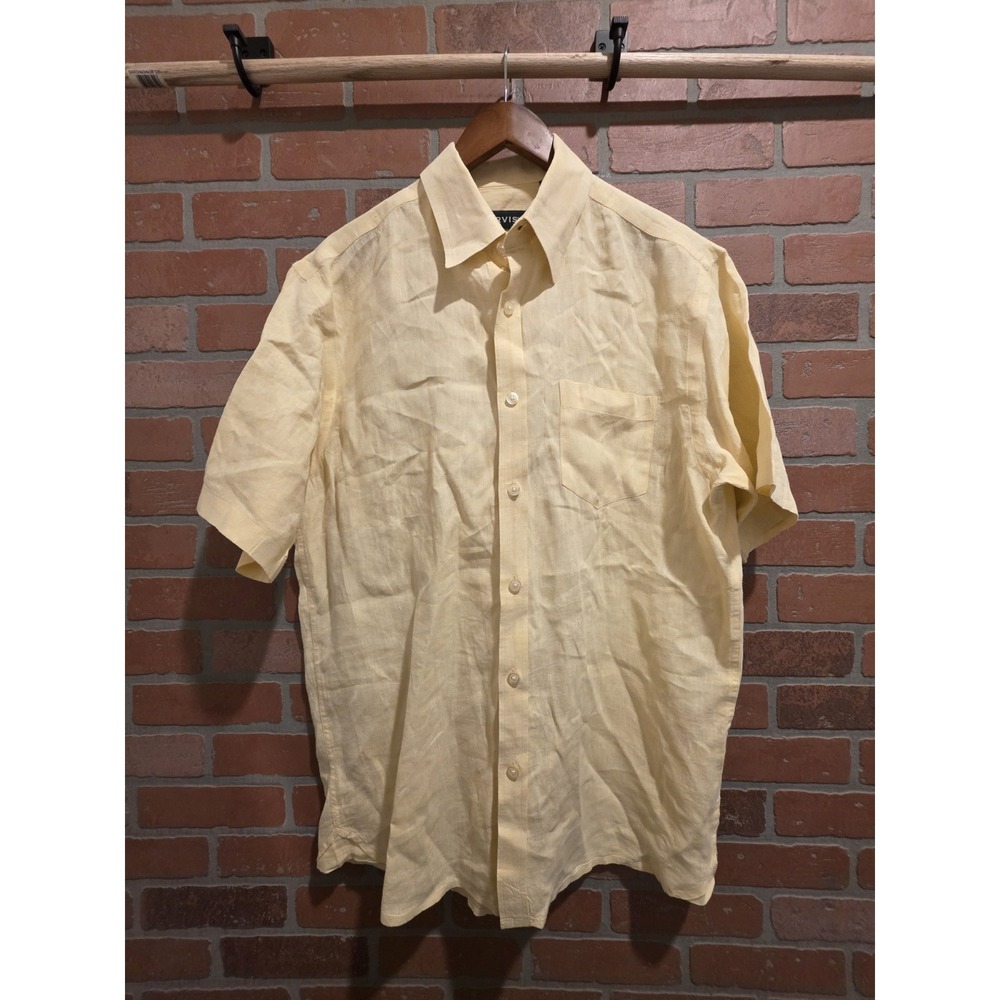 Orvis Men's Classic Fit Short Sleeve Button-Up Shirt, 100% Linen Large Sku 96